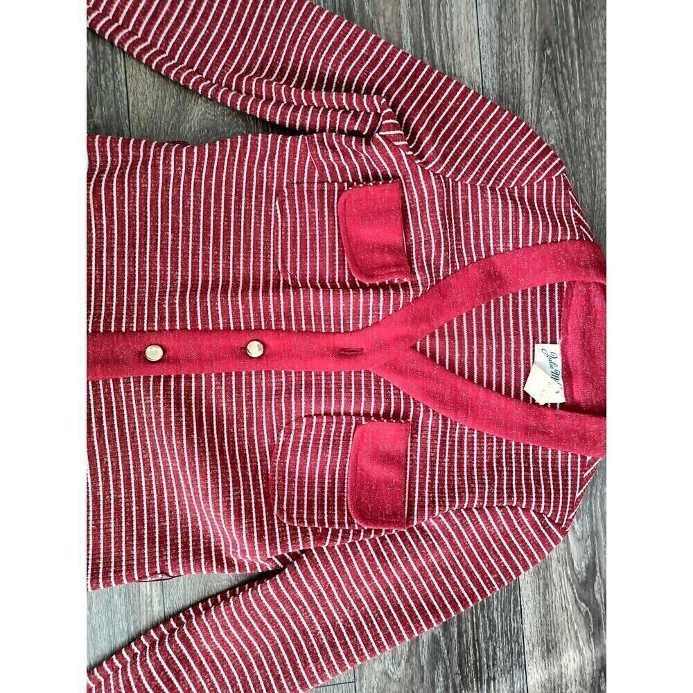 Julie Miller Dress Women's Size 10 Red White Striped Midi Length Pockets Vintage - Picture 6 of 10